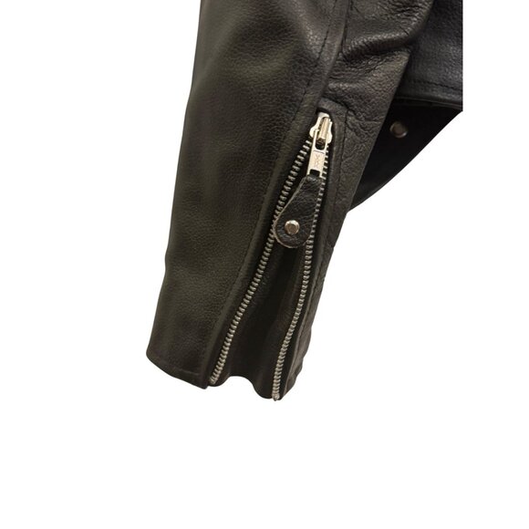 Genuine Leather Black Motorcycle Jacket Small Thinsulate Insulation With Belt & - Picture 8 of 9